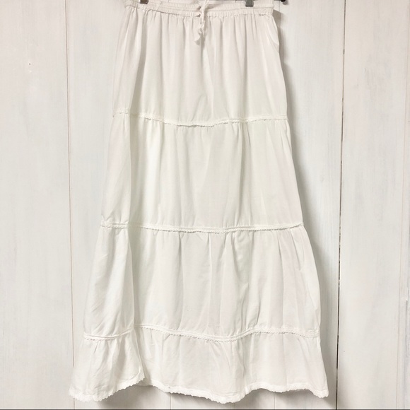 Boho White Midi/ Maxi Skirt